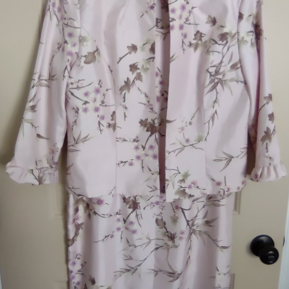 Vintage Pink Floral Dress + Matching Jacket Positive Attitude Designer Sz 12